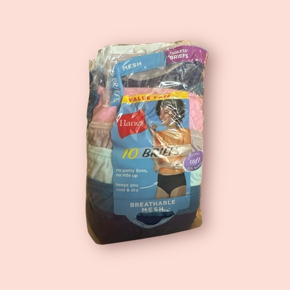 Hanes Women’s Lightweight Mesh Briefs 10-Pack | Size 8 | New with Tag - Picture 4 of 5